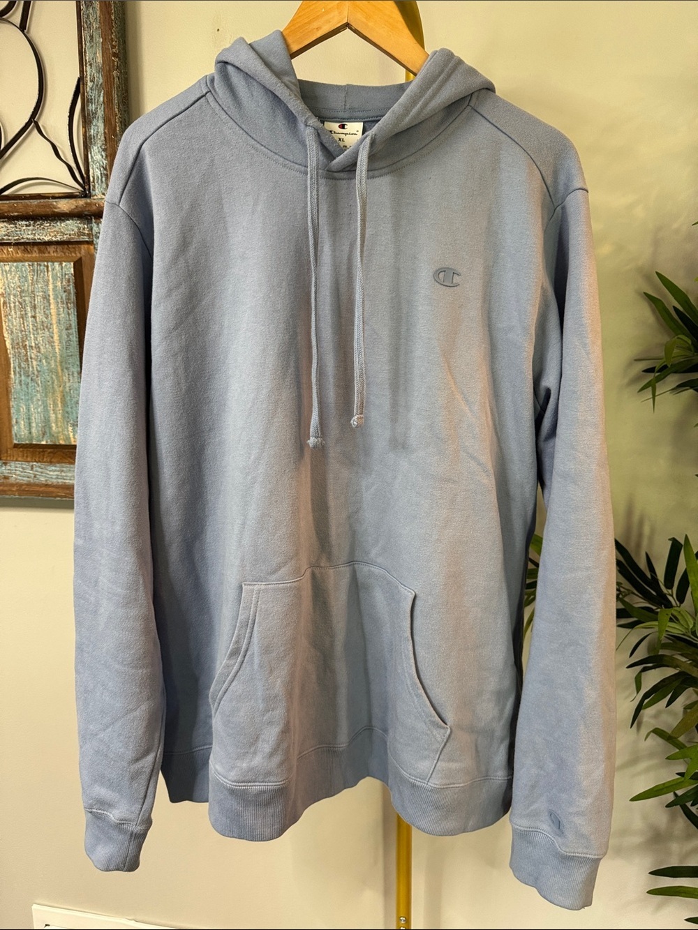 Champion Light Blue Pullover Hoodie with Kangaroo Pocket